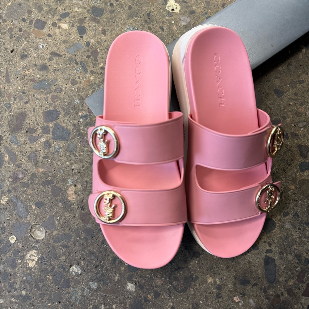 Coach Pink and Gold Sandals with Modern Design